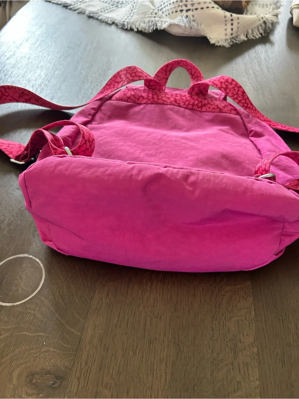 Kipling queenie pink nylon backpack travel with silver hardware